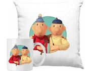 Gadżety dla niej i dla niego - ZESTAW PODUSZKA + KUBEK Pat i Mat Sąsiedzi + IMIĘ - miniaturka - grafika 1