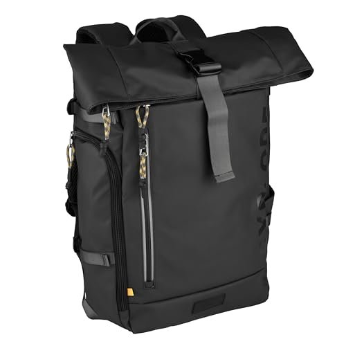camel active Explore plecak męski Rolltop Backpack duży czarny, czarny, L, Nowoczesny