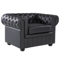 Fotele - Fotel Skórzany Czarny Chesterfield! - miniaturka - grafika 1