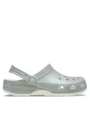 Klapki i japonki damskie - Crocs Klapki Classic Iridescent Glitter Clog 211005 Srebrny - miniaturka - grafika 1