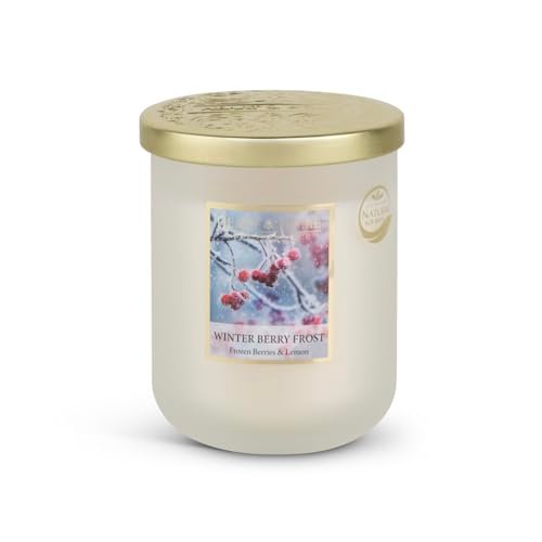 HEART & HOME - Świeca zapachowa z naturalnego wosku sojowego do domu, duży słoik z jagodami zimowymi, czas palenia 75 godzin, prezent, dekoracja i perfumy do domu, szklany słoik
