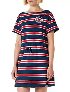 Love Moschino Damska sukienka z krótkim rękawem, regularny krój, niebiesko-biała, czerwona, 38 (DE), Blue White Red, 38 - Sukienki - miniaturka - grafika 1
