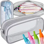 Piórniki - Piórnik Szkolny dla Chłopca Dziewczynki Saszeta do Szkoły Przezroczysty - miniaturka - grafika 1