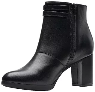 Botki damskie - Clarks Damskie botki Bayla Light, Black Leather, 42 EU, czarna skóra, 42 EU - grafika 1