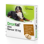Pozostałe akcesoria dla psów - Bayer Drontal PLUS FLAVOUR dla psów pow.35kg 2tabl - miniaturka - grafika 1