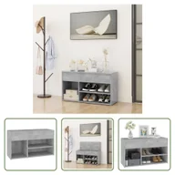 Szafki na buty - The Living Store Ławka na buty betonowa szara 80x30x45 cm Materiał drewnopochodny - miniaturka - grafika 1