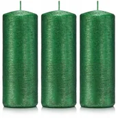 Świece - Świece ozdobne zielone walec kokon 10/4 zestaw 3 - miniaturka - grafika 1