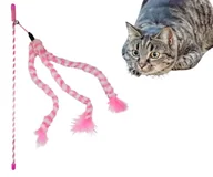 Zabawki dla kotów - Wędka dla kota zabawka z dzwoneczkiem i piórkiem niebieska - miniaturka - grafika 1
