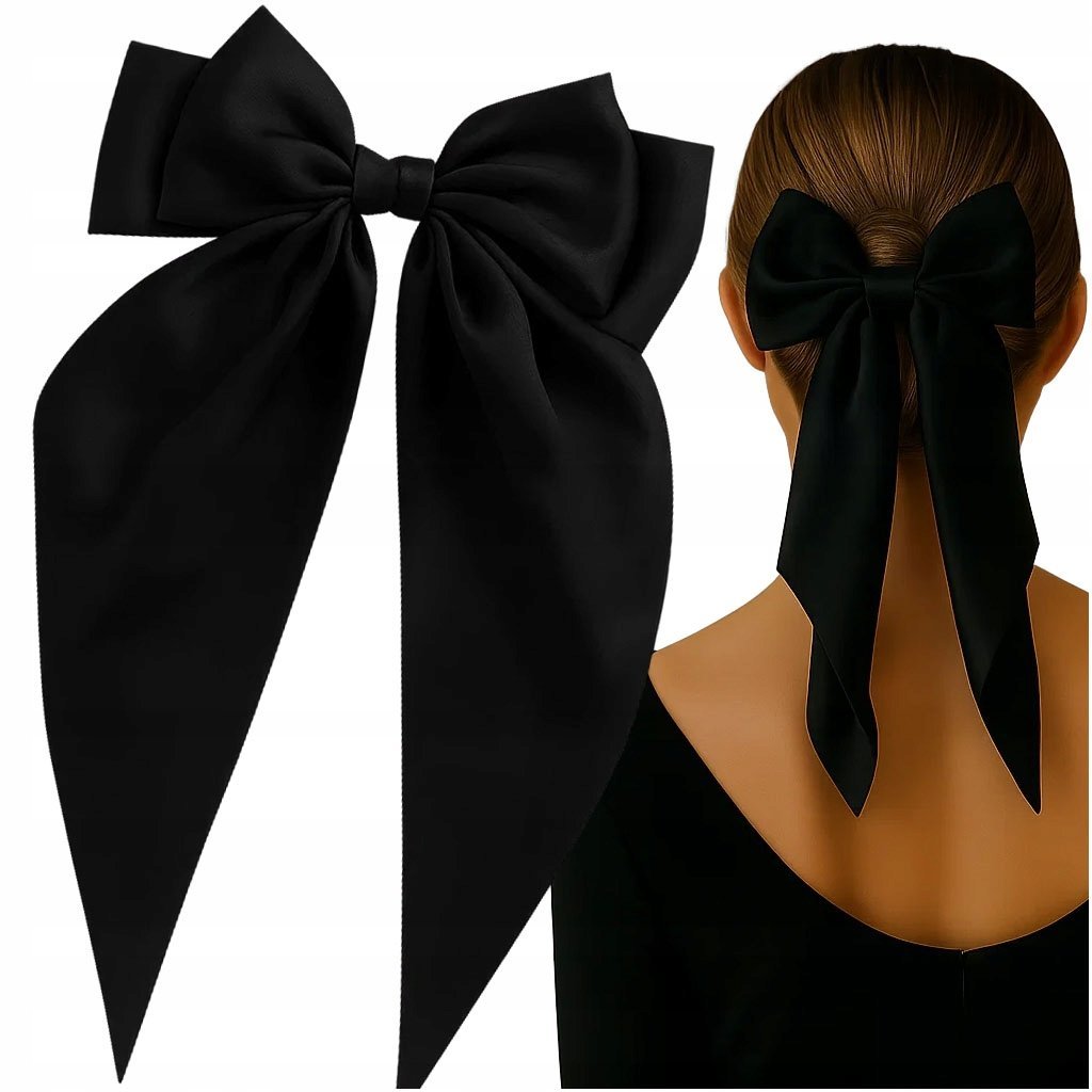 Spinka kokarda duża modna ozdoba do włosów czarna