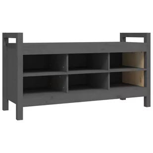 Ławka do przedpokoju, szara, 110x40x60 cm, lite drewno sosnowe - Ławki do przedpokoju - miniaturka - grafika 3