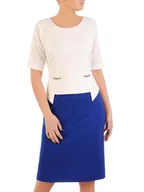 Sukienki - Dwukolorowa sukienka damska z wyszczuplającą baskinką 32333 - ModBiS - miniaturka - grafika 1