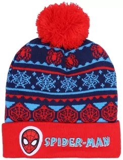 Czapki damskie - Czerwono-niebieska, ciepła, chłopięca czapka w zimowy wzór SPIDER-MAN Marvel - grafika 1