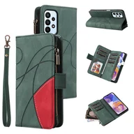 Portfele - Foxdock Kompatybilny z Samsung Galaxy A23 5G / 4G Etui-portfel z miejscami na karty PU Skórzany zamek błyskawiczny z klapką Folio Zielony - miniaturka - grafika 1