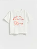 Koszulki dla dziewczynek - Reserved - T-shirt Pusheen - złamana biel - miniaturka - grafika 1