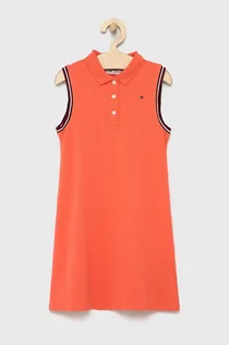 Sukienki - Tommy Hilfiger sukienka dziecięca kolor pomarańczowy mini prosta - grafika 1