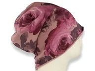 Czapki damskie - Czapka Damska Beanie Włoska Cienka Smerfetka Bawełna Różowa W Kwiaty - miniaturka - grafika 1