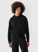 Bluzy damskie - Damska bluza dresowa nierozpinana z kapturem Outhorn OTHWAW24TSWSF1684 - czarna - miniaturka - grafika 1