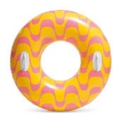 Materace dmuchane i koła do pływania - Koło do pływania, Intex, 91 cm, pomarańczowe w zygzaki - miniaturka - grafika 1