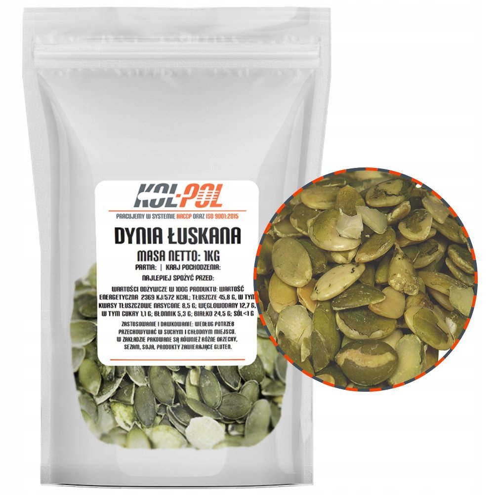 DYNIA ŁUSKANA 1kg Pestki dyni naturalne świeże