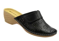 Klapki i japonki damskie - Skórzane klapki damskie z regulowaną cholewką czarne INBLU TR-2U - Inblu - miniaturka - grafika 1