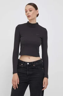 Pepe Jeans longsleeve damski kolor czarny z półgolfem - Bluzki damskie - miniaturka - grafika 1
