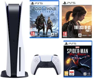Sony PlayStation 5 + God of War Ragnarok + Spider-Man + The Last of Us - Konsole Playstation - miniaturka - grafika 1