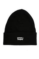 Czapki damskie - Levi'S Mężczyźni Batwing Embroidered Slouchy Beanie Czapka Wełniana, Czarny (Regular Black 59) - miniaturka - grafika 1