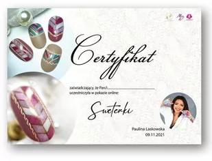 Certyfikat ze szkolenia online Sweterki by Paulina Laskowska Wersja Drukowana - Pozostałe akcesoria kosmetyczne - miniaturka - grafika 1