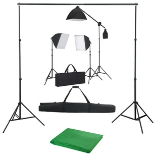 vidaXL Lampa studyjna Fotograficzny zestaw studyjny z lampami softbox i tłem 3055075 - Lampy studyjne - miniaturka - grafika 1