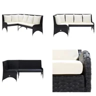 Sofy ogrodowe - vidaXL Narożnik ogrodowy 2 szt. Poli rattan czarny - Sofa ogrodowa - Sofy ogrodowe - Sofa - Sofy - miniaturka - grafika 1