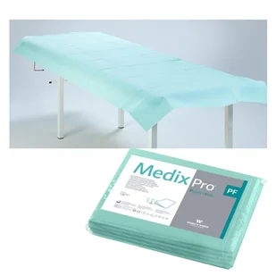 Prześcieradło jednorazowe 77cm x 210cm zielone podfoliowane 54g MedixPro 5szt - Kosmetyczne akcesoria jednorazowe - miniaturka - grafika 1