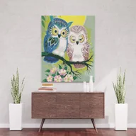 Malowanie po numerach - Dobrana sowia para - Malowanie po numerach 50x40 cm - miniaturka - grafika 1