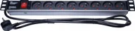 Kable - Kabel zasilający PremiumCord PremiumCord Panel napájecí 1U do 19" racku, 8x230V, přepěťová ochrana, 2m kabel, vypínač - miniaturka - grafika 1