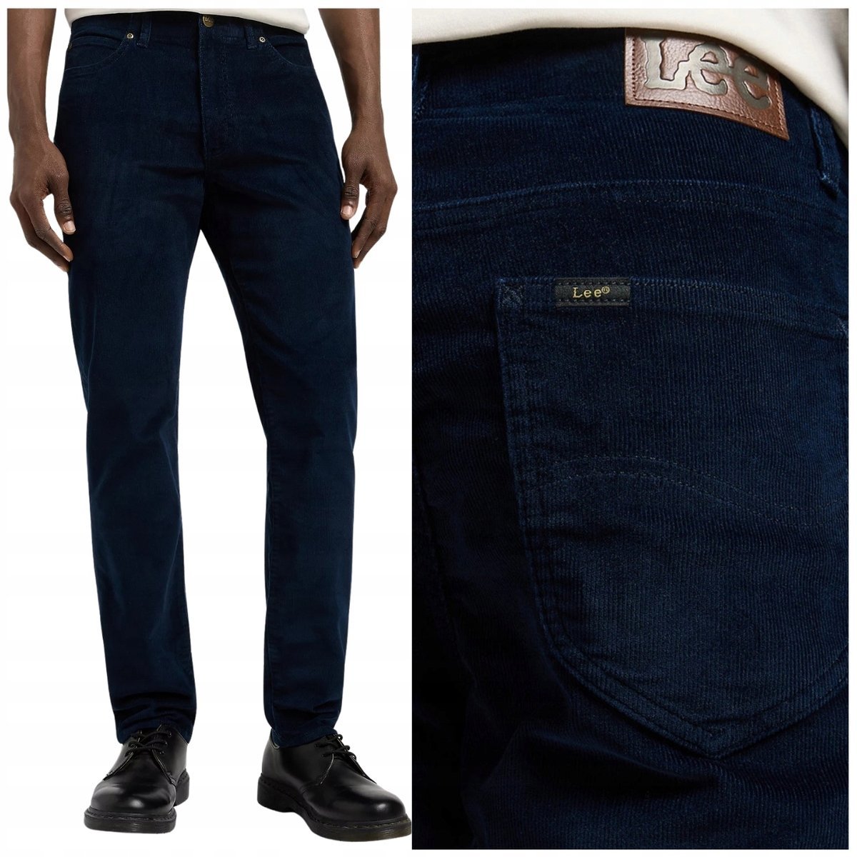 Lee SLIM FIT MVP Extreme Motion dopasowane wygodne spodnie sztruksy W33 L34