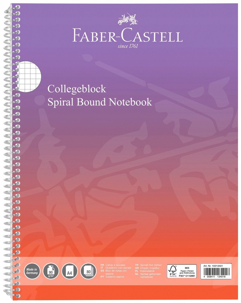 FABER-CASTELL Kołonotatnik w kratkę A4 kołozeszyt notes na spirali 80 kart.