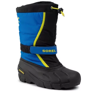Sorel Śniegowce Youth Flurry NY1965 Black/Super Blue/Noir/Ultra Bleu 014 - Śniegowce damskie - miniaturka - grafika 1