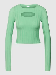 Sweter krótki z dzianiny z wycięciem model ‘FREY’ - Swetry damskie - miniaturka - grafika 1
