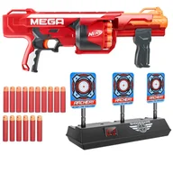Zabawki militarne - Zestaw Pistolet Nerf N-Strike Mega Rotofury B1269 + 6 strzałek MEGA + elektroniczna tarcza - miniaturka - grafika 1