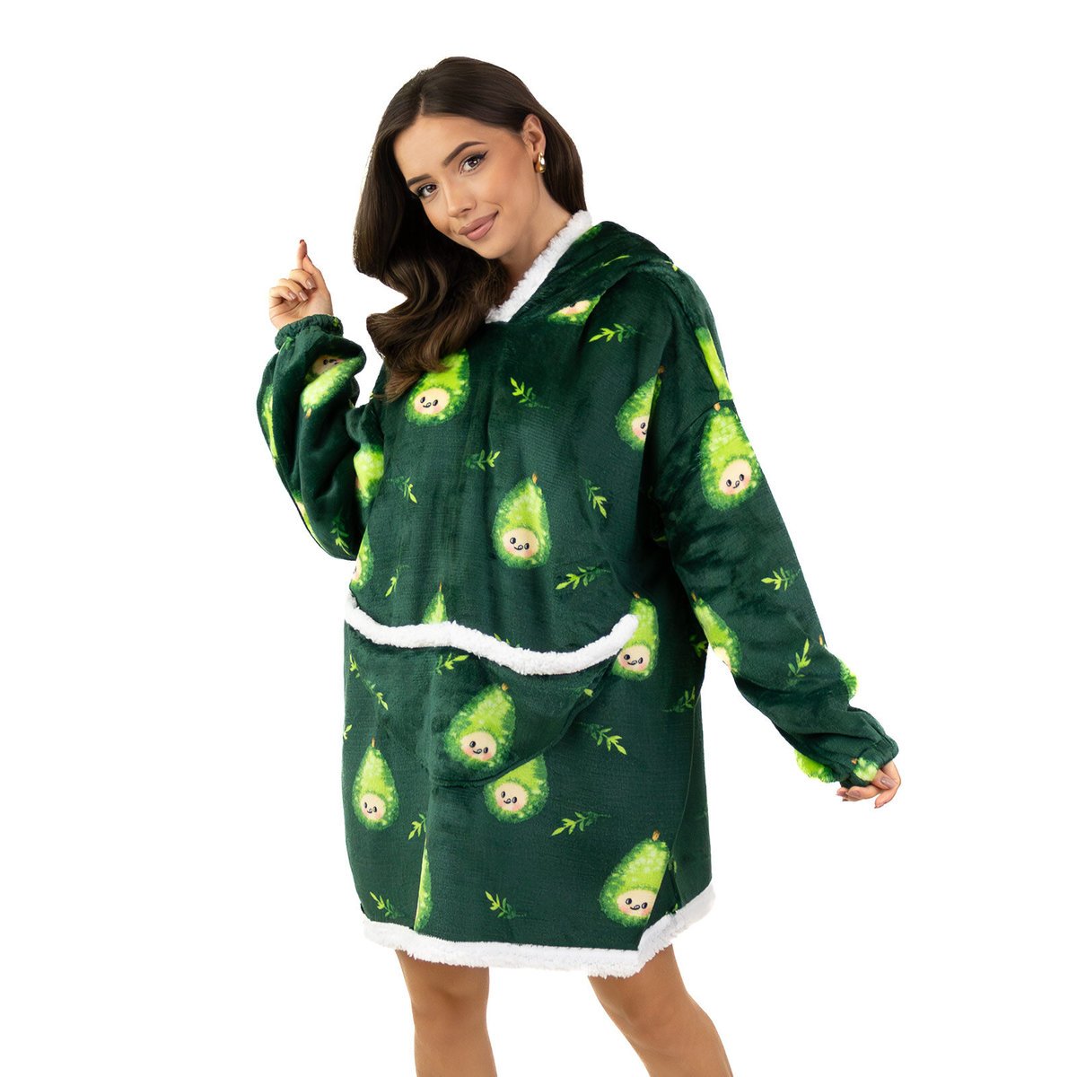KOCOBLUZA KOC BLUZA CIEPŁA 2w1 GRUBA XXL FUTRZAK POLAR z kapturem OVERSIZE