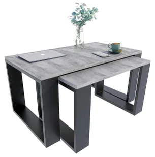 Komplet Dwóch Nowoczesnych Stolików Kawowych Beton + Czarny R5-N57 - Ławy i stoliki kawowe Komplet Dwóch Nowoczesnych Stolików Kawowych Beton + Czarny R5-N57 - Ławy i stoliki kawowe - miniaturka - grafika 1