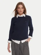 Swetry damskie - Tommy Hilfiger Sweter WW0WW40264 Granatowy Regular Fit - miniaturka - grafika 1