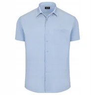 Koszule męskie - KOSZULA BŁĘKITNA ELEGANCKA KLASYCZNA - KRÓTKI RĘKAW - 44/45 - miniaturka - grafika 1