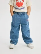 Spodnie i spodenki dla dziewczynek - Reserved - Jeansy wide leg z haftem - niebieski - miniaturka - grafika 1