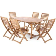 Meble ogrodowe - HOME & GARDEN HOME&GARDEN Meble ogrodowe drewniane Akacja Oval Cross 150+50 cm 6+1 733992 - miniaturka - grafika 1