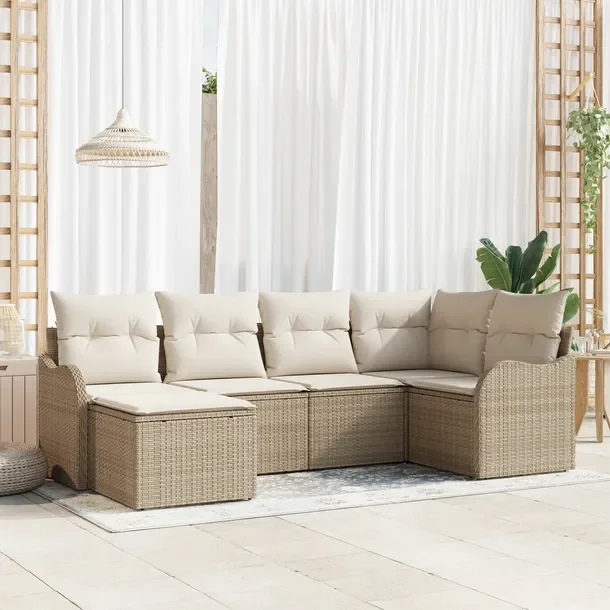 Zestaw Sof Ogrodowych Modułowych Beżowo-Biały, Rattan, 3 Elementy