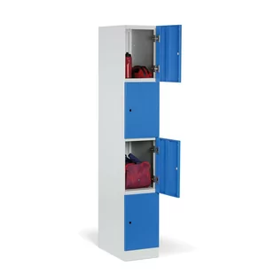 Szafka ubraniowa ze schowkami, 4 schowki, 1850 x 300 x 500 mm, zamek elektroniczny z kodem, drzwi laminowane, biała - Szafki biurowe - miniaturka - grafika 1