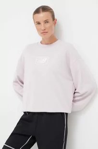 New Balance bluza damska kolor różowy z nadrukiem - Bluzy damskie - miniaturka - grafika 1