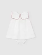 Sukienki - Gocco Sukienka dla dziewczynki Vestido Cuello Con Bordados, biały, 18 Miesiące - miniaturka - grafika 1
