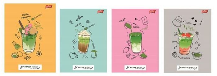 Zeszyt A4 32 kartki kratka. Okładka laminowana lakier miejscowy UV 70 g/m2. Matcha Mood
