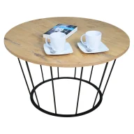 Ławy i stoliki kawowe - Stolik kawowy z metalowym stelażem dąb lancelot F6-D49 - miniaturka - grafika 1